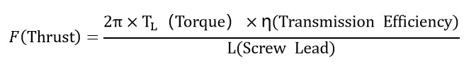 Calculate the thrust of a ball screw linear actuator