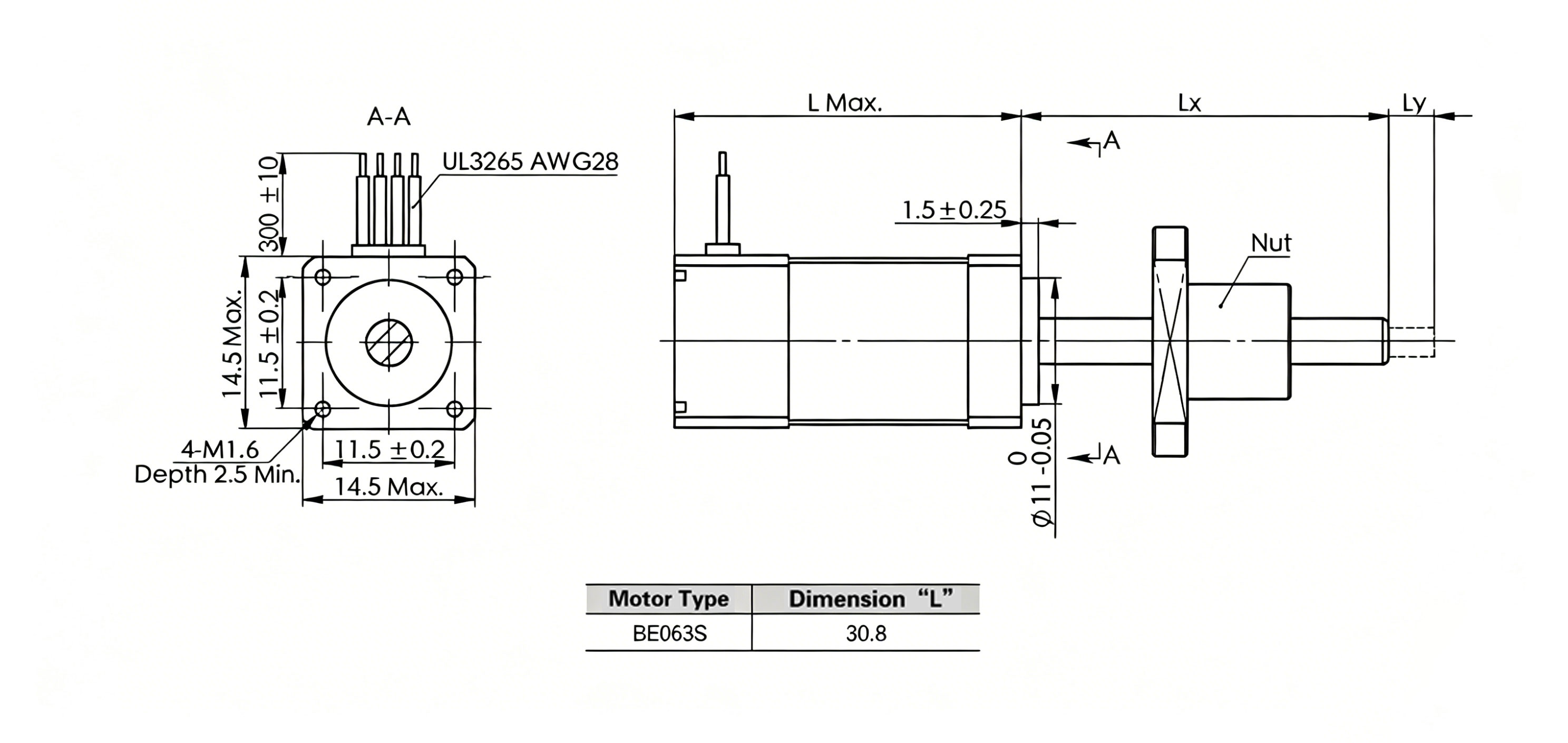 Drawing of NEMA6 Ball Screw Hybrid Linear Stepper Motors
