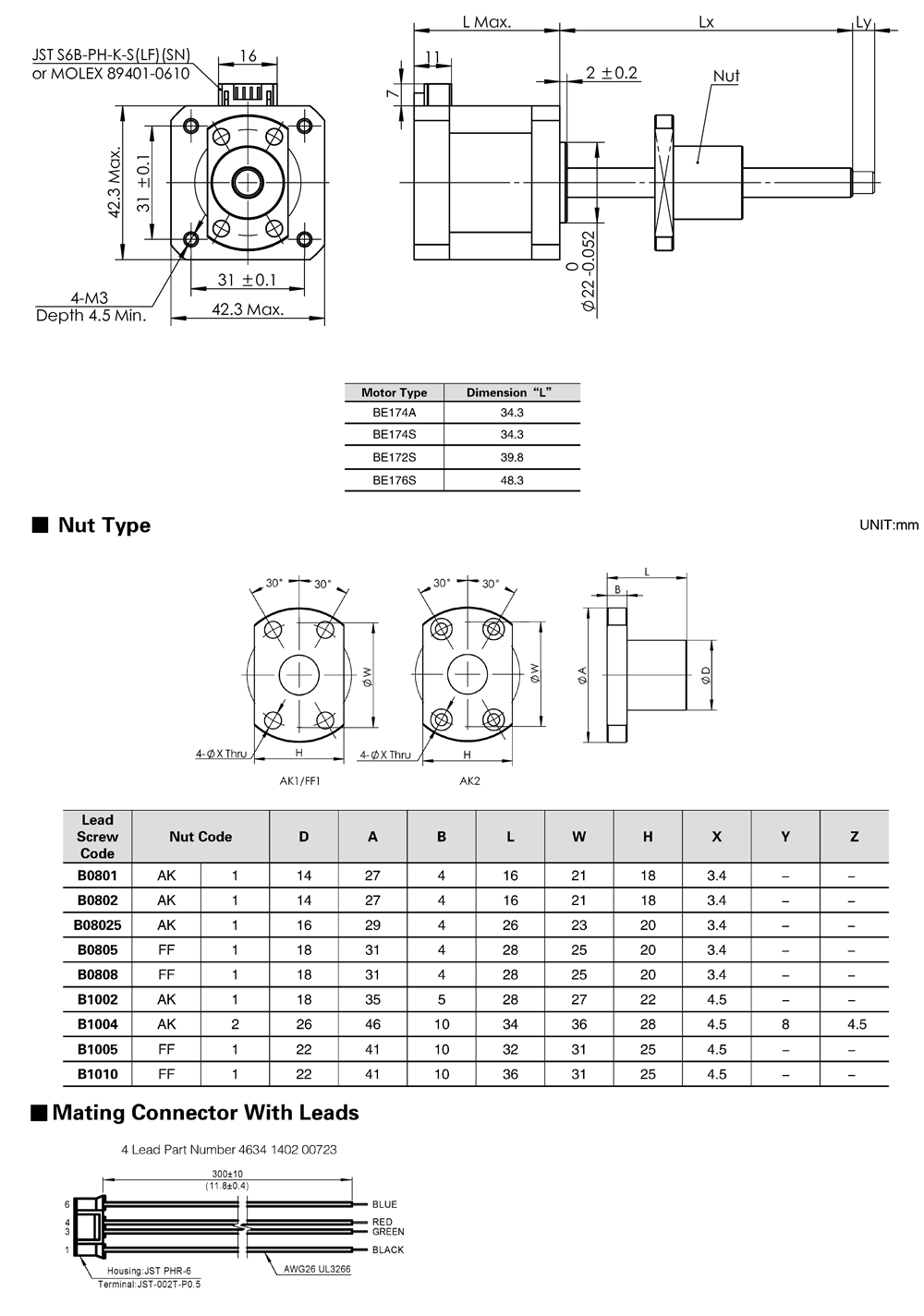 Drawing of NEMA17 Ball Screw Hybrid Linear Stepper Motors
