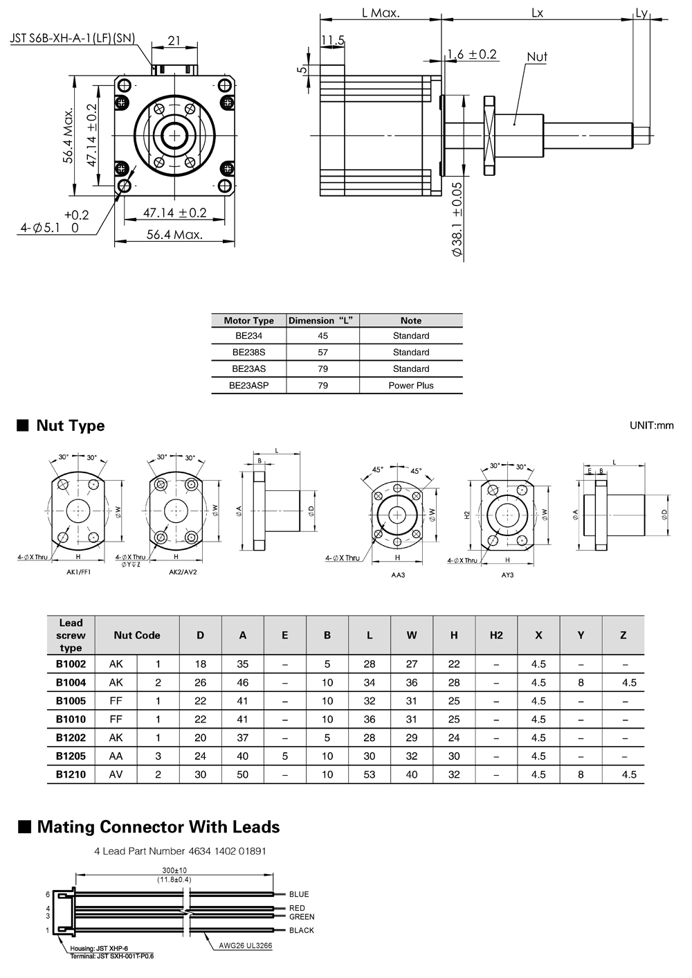 Drawing of NEMA23 Ball Screw Hybrid Linear Stepper Motors