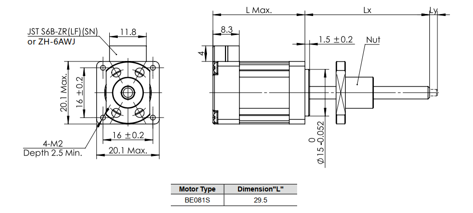 Drawing of NEMA8 Ball Screw Hybrid Linear Stepper Motors