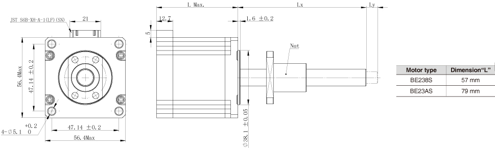 The motor dimension of NEMA23 Ball Screw Linear stepper Motors