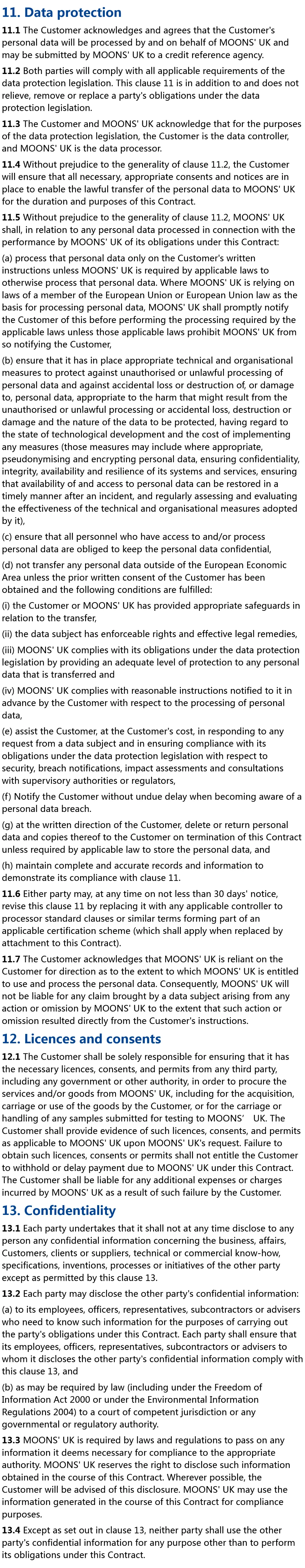 MOONS' UK Terms & Conditions