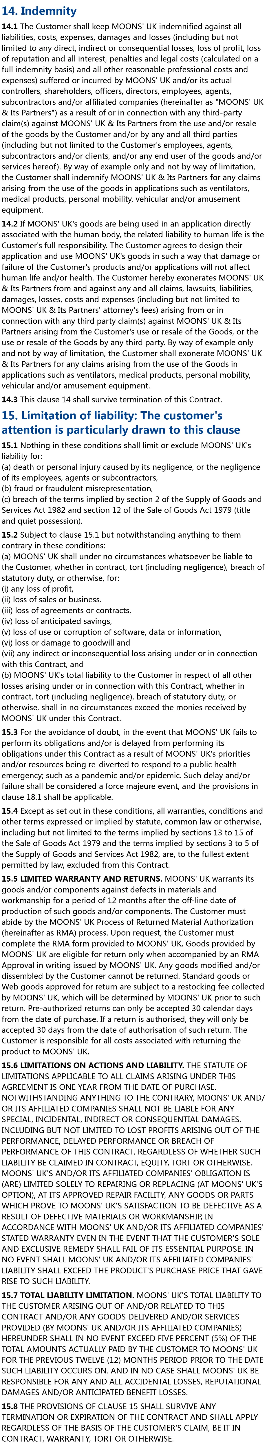 MOONS' UK Terms & Conditions